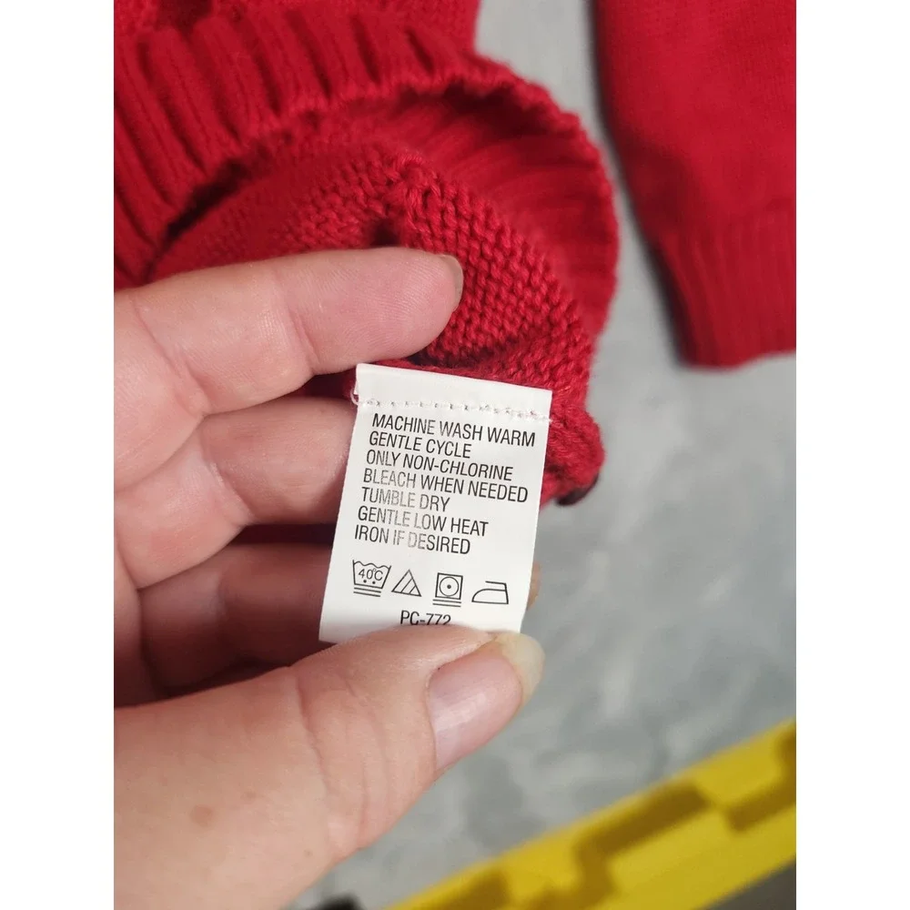 Retro IZOD Men's Red Pullover Sweater Crew Neck‎ Long Sleeve 100% Cotton Size L
